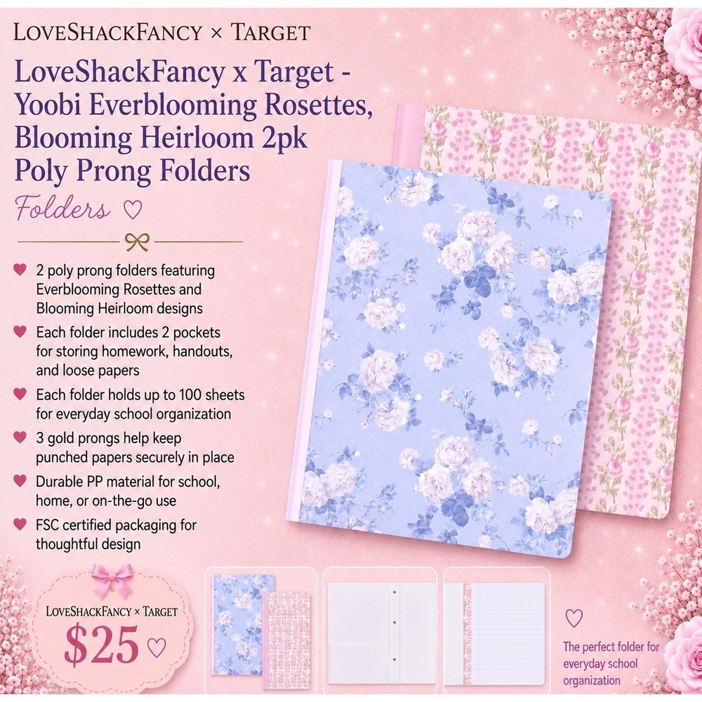 LoveShackFancy x Target Yoobi Blooming Heirloom 2pk Folders